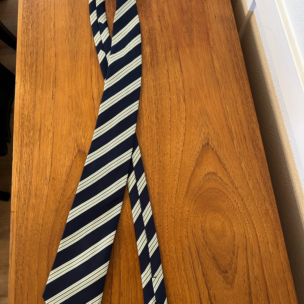 Stafford Navy and Green Striped Tie 58 x 3 1/2